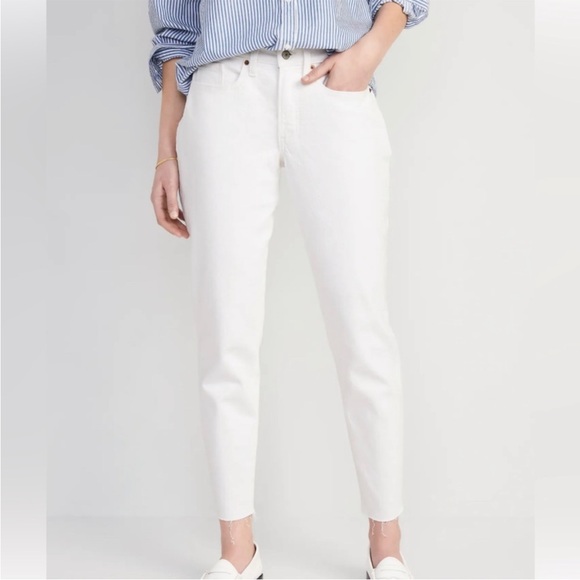 Old Navy High-Waisted OG Straight White-Wash Cut-Off Ankle Jeans- Size 4- NWT - Picture 1 of 4